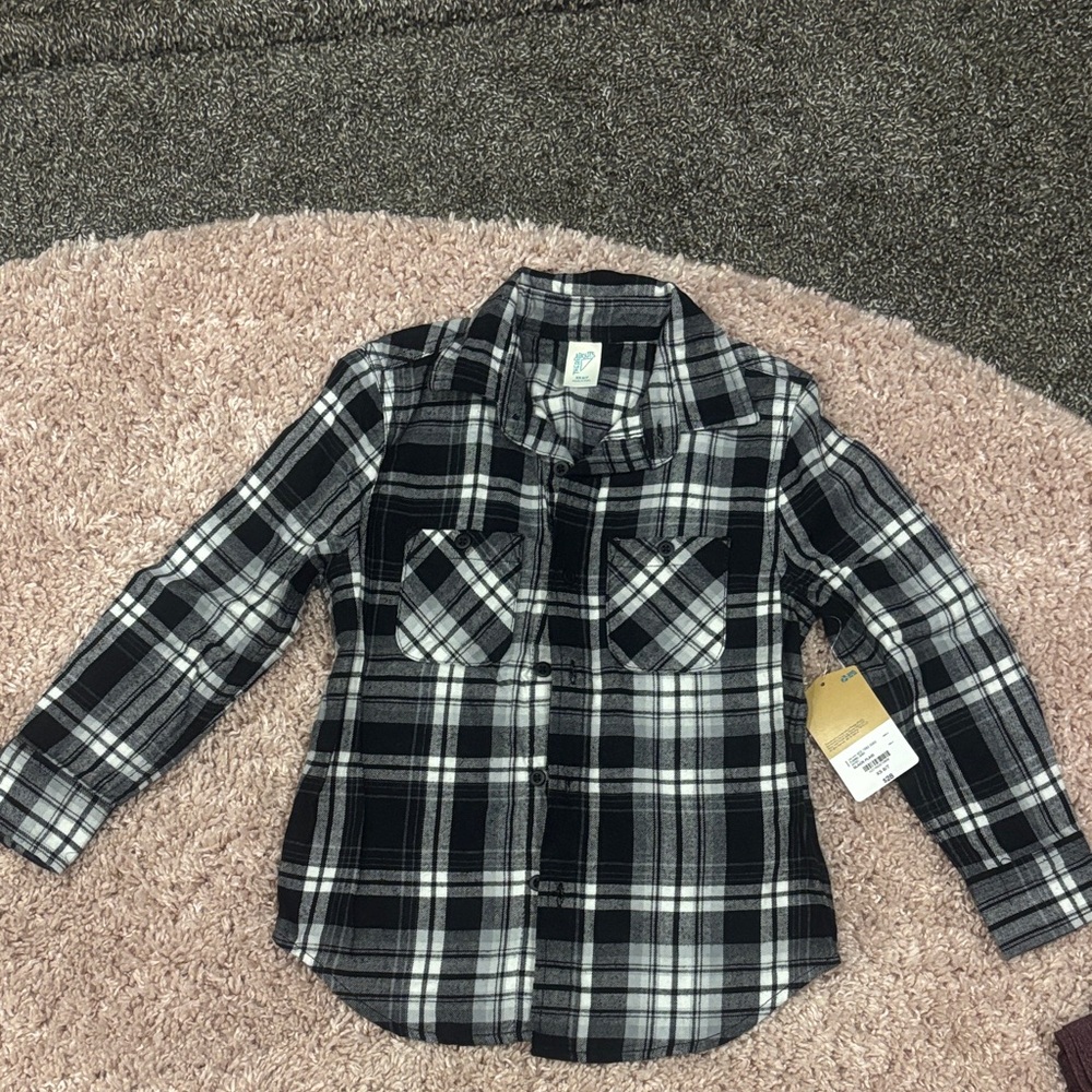 Boys NEW Plaid Kids Shirt - Black and White